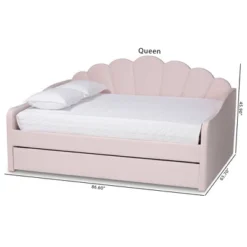 Queen Timila Velvet Fabric Upholstered Daybed With Trundle Light Pink - Baxton Studio -Homcom Crosley Shop GUEST 17b07922 d6c0 408b b620 a270e65e5644