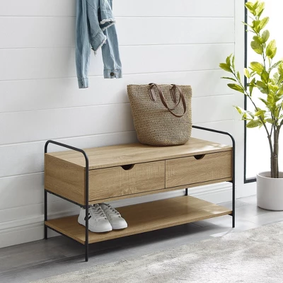 Modern 2 Drawer Storage Entry Bench - Saracina Home 3 Modern 2 Drawer Storage Entry Bench - Saracina Home
