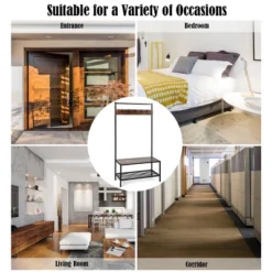 COSTWAY 3 In 1 Industrial Coat Rack Shoe Bench Entryway Hall Tree Storage Shelf W/ Hooks -Homcom Crosley Shop GUEST 194d829e 9206 4017 a9b4 744a010879f9