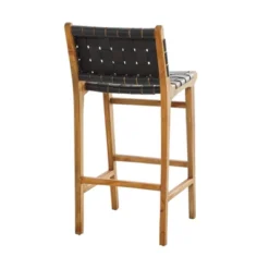Modern Teak Woven Leather Barstool Black - Olivia & May 9 Modern Teak Woven Leather Barstool Black - Olivia & May -Homcom Crosley Shop GUEST 1976df93 62b0 4d8c a082 746953e5c292