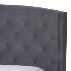 Joanna Velvet Fabric Upholstered And Wood Platform Bed - Baxton Studio -Homcom Crosley Shop GUEST 1a5ddd74 8919 42b5 bedd b8f5edc94072