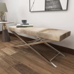 Contemporary Stainless Steel Cowhide X-Bench Beige - Olivia & May 28 Contemporary Stainless Steel Cowhide X-Bench Beige - Olivia & May -Homcom Crosley Shop GUEST 1b9b30c2 9177 4f0c 8314 90bb264c5ba0