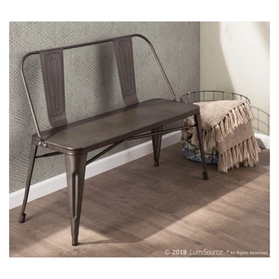 Oregon Industrial Metal Dining Entryway Bench- LumiSource 9 Oregon Industrial Metal Dining Entryway Bench- LumiSource - Image 7