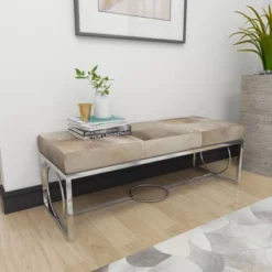 Contemporary Decorative Stainless Steel Cowhide Bench Silver - Olivia & May 21 Contemporary Decorative Stainless Steel Cowhide Bench Silver - Olivia & May -Homcom Crosley Shop GUEST 1c451b31 1fae 408f 9ffe 71cb2d430572