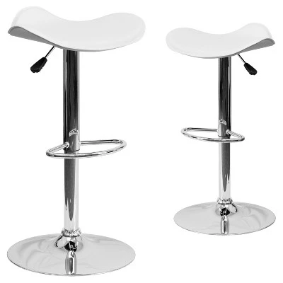 Emma And Oliver 2 Pack Contemporary Vinyl Adjustable Height Barstool With Wavy Seat And Chrome Base 5 Emma And Oliver 2 Pack Contemporary Vinyl Adjustable Height Barstool With Wavy Seat And Chrome Base - Image 3