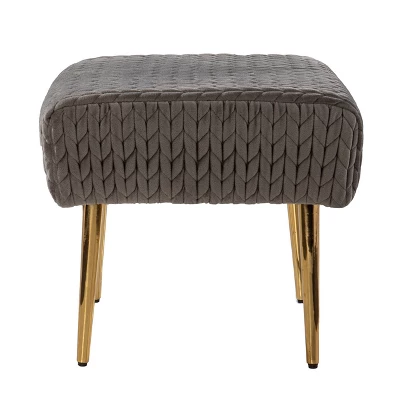 Southern Enterprises Wegre Woven Upholstered Ottoman Gray/Gold - Aiden Lane 6 Southern Enterprises Wegre Woven Upholstered Ottoman Gray/Gold - Aiden Lane - Image 4