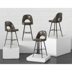 Thadeo Modern Bar Stool,set Of 4 With Cutout Design | ARTFUL LIVING DESIGN -Homcom Crosley Shop GUEST 1cd7302b 6b3a 465f a67b d66d063324ce