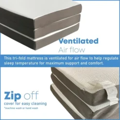 Continental Sleep 3-Inch Portable Tri Folding Gel Memory Foam Mattress | Breathable Mesh Sides With Ultra Soft, Removable And Washable Cover, 31". -Homcom Crosley Shop GUEST 1d9d8946 7a1d 4fb8 9330 906614339f8c