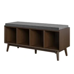 Brittany Mid Century Modern Entryway Bench Walnut - Novogratz