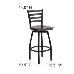 Emma And Oliver Black Ladder Back Swivel Metal Restaurant Dining Barstool -Homcom Crosley Shop GUEST 2068278f 8beb 4e00 b2af 9ff5d8cad118