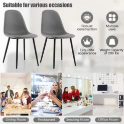 Tangkula Dining Chairs Set Of 4 Upholstered Fabric Chairs W/Metal Legs For Living Room -Homcom Crosley Shop GUEST 2080b731 7837 44e8 a0e2 1f0b1e201c98