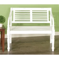 Farmhouse Mahogany Bench White - Olivia & May -Homcom Crosley Shop GUEST 20a97b85 644d 4959 872d 83d657d2cbc7