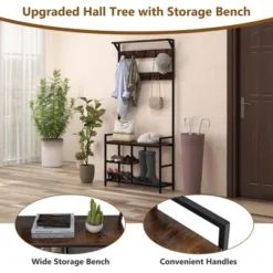 Costway 71'' Coat Rack Hall Tree With Shoe Bench Industrial Entryway Storage Shelf With Hooks -Homcom Crosley Shop GUEST 218af79c 9436 4e03 98ed 28b7bd3829c4