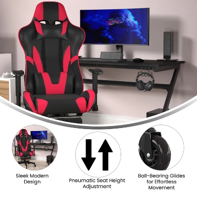 Flash Furniture X30 Gaming Chair Racing Computer Chair With Reclining Back, Slide-Out Footrest, And Transparent Roller Wheels 6 Flash Furniture X30 Gaming Chair Racing Computer Chair With Reclining Back, Slide-Out Footrest, And Transparent Roller Wheels - Image 4