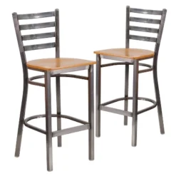 Emma And Oliver 2 Pack Clear Coated Ladder Back Metal Restaurant Barstool -Homcom Crosley Shop GUEST 223d1c51 24a8 448c 9ea6 3c6765e2a2ca