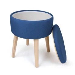 Round Storage Ottoman With Reversible Tray Cover - Humble Crew -Homcom Crosley Shop GUEST 22b3f735 0c92 49ba 9716 490156a60e0b