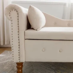 Bedroom Velvet Chaise Longue With Storage, Pillow And Nailhead Accents - ModernLuxe -Homcom Crosley Shop GUEST 22c0fac1 d717 4a0b 8568 e695acfd3564