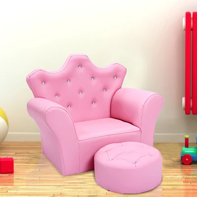 Costway Pink Kids Sofa Armrest Chair Couch Children Toddler Birthday Gift W/ Ottoman 11 Costway Pink Kids Sofa Armrest Chair Couch Children Toddler Birthday Gift W/ Ottoman - Image 9