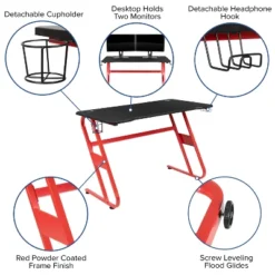 Flash Furniture Gaming Ergonomic Desk With Cup Holder And Headphone Hook -Homcom Crosley Shop GUEST 23dfaae5 f375 4128 91b9 6dfbc3b6e13e 1