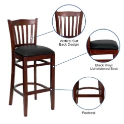 Emma And Oliver Vertical Slat Back Wooden Restaurant Dining Barstool -Homcom Crosley Shop GUEST 23e133ea dca7 4c86 8263 9fa5f37601ac