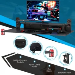 Costway Gaming Desk&Massage Gaming Chair Set W/ Footrest Monitor Shelf Power Strip Pink 19 Costway Gaming Desk&Massage Gaming Chair Set W/ Footrest Monitor Shelf Power Strip Pink -Homcom Crosley Shop GUEST 23e699aa 23d5 447d ae54 a2c4c8e821db