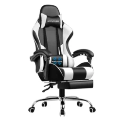 Gaming Chair With Footrest And Ergonomic Lumbar Massage Pillow PU Leather Office Chair - GTRACING -Homcom Crosley Shop GUEST 241a949e 896c 4f72 9873 1d41fb89eba6