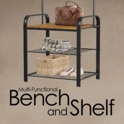 Hastings Home Entryway Bench With Coat Rack, Seat, Hooks, And Shoe Storage, Brown 8 Hastings Home Entryway Bench With Coat Rack, Seat, Hooks, And Shoe Storage, Brown -Homcom Crosley Shop GUEST 248b2bbc 630c 4a3d 8647 893064ee5522