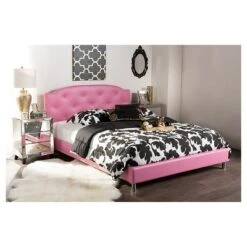 Queen Canterbury Modern And Contemporary Faux Leather Platform Bed Hot Pink - Baxton Studio -Homcom Crosley Shop GUEST 25b096a2 f81d 4f7a abba d818f0898ab3