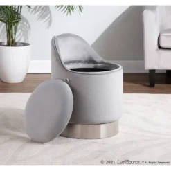 Marla Glam Vanity Stool Steel/Velvet Chrome/Silver - LumiSource 26 Marla Glam Vanity Stool Steel/Velvet Chrome/Silver - LumiSource -Homcom Crosley Shop GUEST 2646193b 2e0c 4122 9465 aabc15f89197