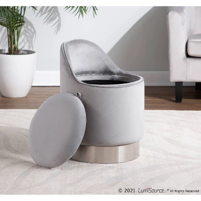 Marla Glam Vanity Stool Steel/Velvet Chrome/Silver - LumiSource 13 Marla Glam Vanity Stool Steel/Velvet Chrome/Silver - LumiSource - Image 11