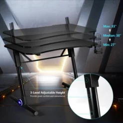 Costway Gaming Computer Desk Height Adjustable W/ LED Light & Gaming Handle Rack 17 Costway Gaming Computer Desk Height Adjustable W/ LED Light & Gaming Handle Rack -Homcom Crosley Shop GUEST 267e9307 94dd 49da 9031 ffc2eebcb5c9