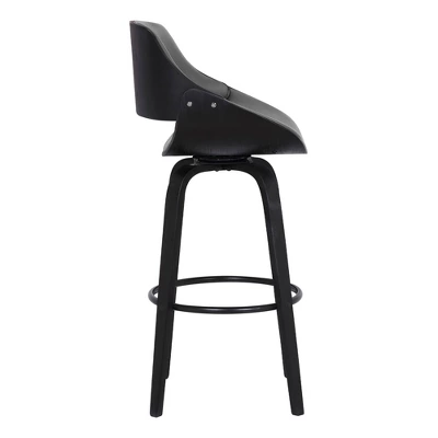 30" Mona Contemporary Bar Height Barstool Black/Gray - Armen Living 4 30" Mona Contemporary Bar Height Barstool Black/Gray - Armen Living - Image 2