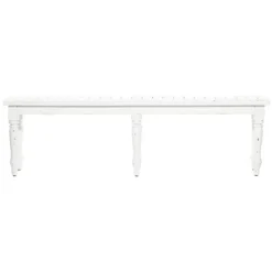 Farmhouse Long Wood Bench White - Olivia & May -Homcom Crosley Shop GUEST 27051635 e004 41f4 b3e9 daf68a4282ab
