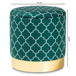 Serra Quatrefoil Velvet Upholstered Metal Storage Ottoman - Baxton Studio -Homcom Crosley Shop GUEST 2806acfc e30a 469a a656 e02485128890