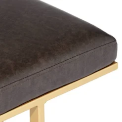 55 Downing Street Gold Metal Bar Stool 29 1/2" High Modern Brown Leather Cushion With Footrest For Kitchen Counter Height Island -Homcom Crosley Shop GUEST 2942f4b2 4d04 42ac b292 8a6ae4f3cb89