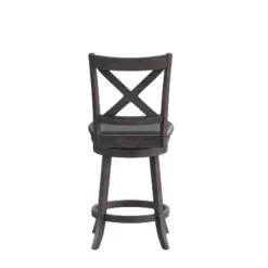 Merrick Lane 24" Classic Wooden Crossback Swivel Counter Height Pub Stool With Upholstered Padded Seat And Integrated Footrest -Homcom Crosley Shop GUEST 29772d11 8877 49d5 b040 05ae30ed2606