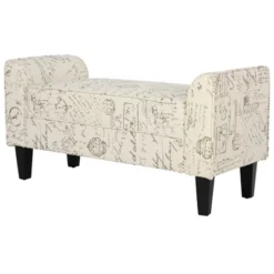 HOMCOM 41" Ottoman Bench, Modern Linen Armed Entryway Bench, Signature Print With Cream White Parchment Background -Homcom Crosley Shop GUEST 29af4b27 67ba 4047 aa67 2075ae7d56e2