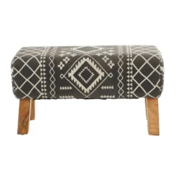 Bohemian Wood Upholstered Fabric Bench Small Black - Olivia & May -Homcom Crosley Shop GUEST 29b2e1cd 065c 425d 9fe9 d17d09ce9ec1