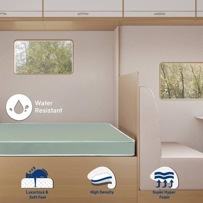 Continental Sleep, 4-Inch High-Density Foam Vinyl RV Mattress Replacement, Good For Trailers, Camper Vans And Other Furniture Application, Green 4 Continental Sleep, 4-Inch High-Density Foam Vinyl RV Mattress Replacement, Good For Trailers, Camper Vans And Other Furniture Application, Green - Image 2