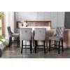 Set Of 2 Velvet Upholstered Barstools With Button Tufted Decoration, Chrome Nailhead Trim And Wooden Legs-ModernLuxe -Homcom Crosley Shop GUEST 2af39397 b829 40d3 9d13 86b78254c6ed