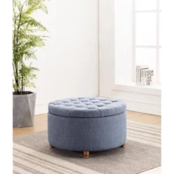 Large Round Tufted Storage Ottoman With Lift Off Lid - WOVENBYRD 25 Large Round Tufted Storage Ottoman With Lift Off Lid - WOVENBYRD -Homcom Crosley Shop GUEST 2b675854 f87a 4497 ada7 952475c64e96