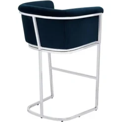 Studio 55D Chrome Bar Stool 31" High Modern Blue Velvet Cushion Upholstered With Backrest Footrest Kitchen Counter Height Island -Homcom Crosley Shop GUEST 2c85a2ea 7276 4eb2 ad8a df23ffaa942e