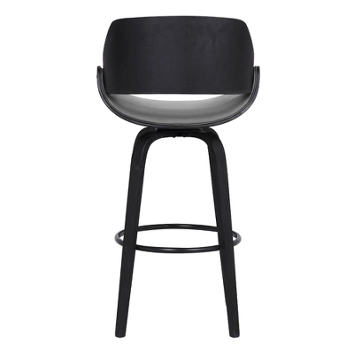 30" Mona Contemporary Bar Height Barstool Black/Gray - Armen Living 6 30" Mona Contemporary Bar Height Barstool Black/Gray - Armen Living - Image 4