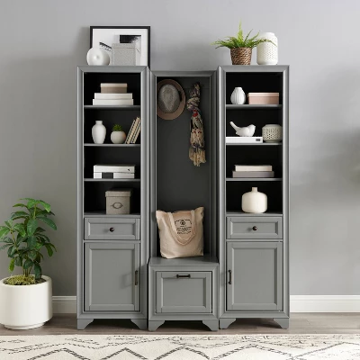 3pc Tara Entryway Set - Hall Tree And 2 Linen Cabinets Distressed Gray - Crosley 6 3pc Tara Entryway Set - Hall Tree And 2 Linen Cabinets Distressed Gray - Crosley - Image 4