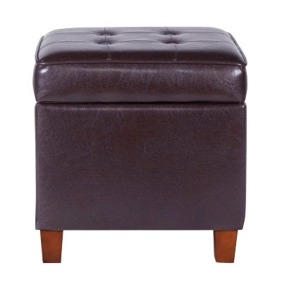 Square Tufted Faux Leather Storage Ottoman - HomePop 12 Square Tufted Faux Leather Storage Ottoman - HomePop - Image 10