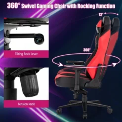Costway Gaming Chair 360° Swivel Computer Reclining Height Adjustable 4D Armrest Red -Homcom Crosley Shop GUEST 2e98f02a 3632 43a3 8d7a e06ff240f7cb