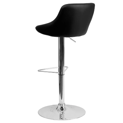 Flash Furniture Contemporary Vinyl Bucket Seat Adjustable Height Barstool With Chrome Base 4 Flash Furniture Contemporary Vinyl Bucket Seat Adjustable Height Barstool With Chrome Base - Image 2