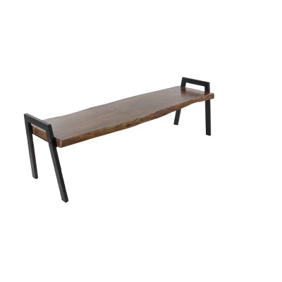 Natural Wooden Bench Brown - Olivia & May 3 Natural Wooden Bench Brown - Olivia & May