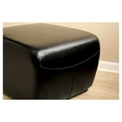 Full Leather Ottoman With Rounded Sides Black - Baxton Studio -Homcom Crosley Shop GUEST 3040e999 3728 41d9 8235 302079d80905