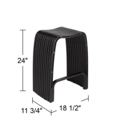 Studio 55D Bamboo Bar Stool Rick Black 24" High Modern With Footrest For Kitchen Counter Island Home Shed Desk Office -Homcom Crosley Shop GUEST 310ac180 c9c7 4924 9a4d 041798f30aa9